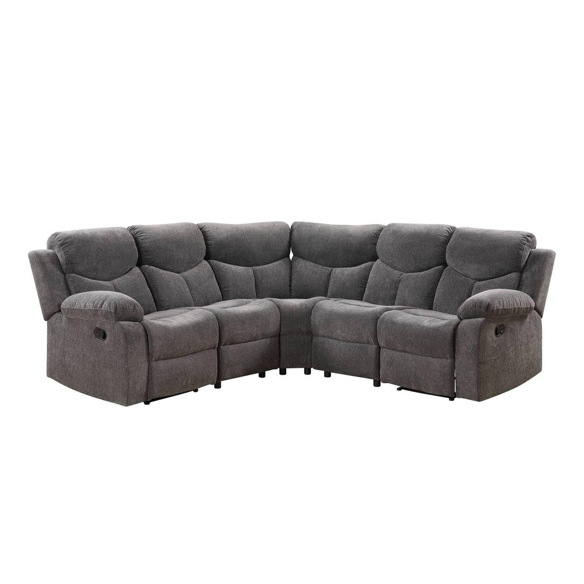 Acme Furniture Chenille Upholstered Manual Reclining Sectional Sofa, Gray