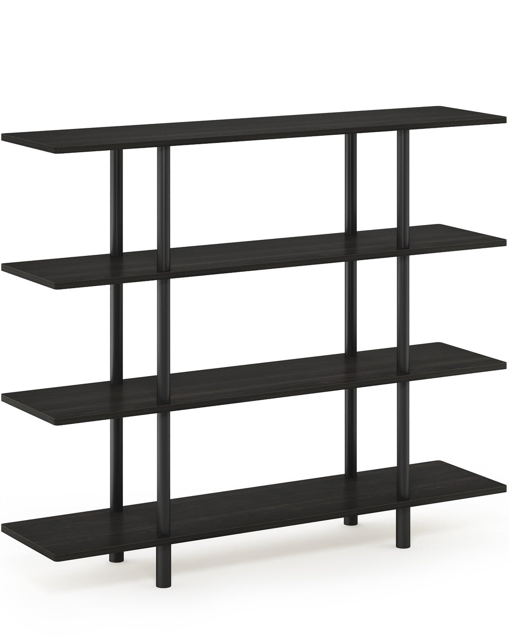Furinno Turn-N-Tube 4-Tier Wide Display Shelf, Espresso/Black