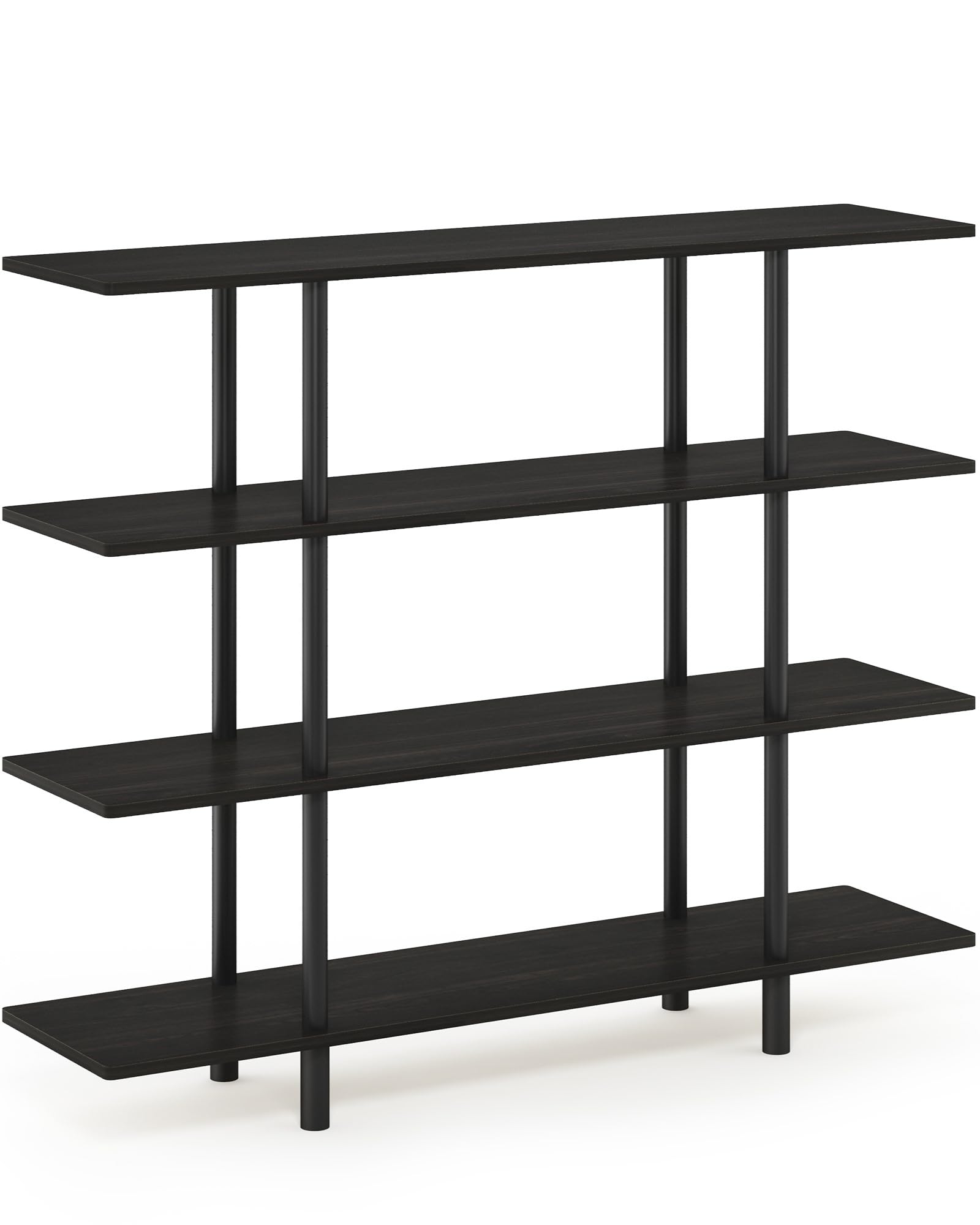 Furinno Turn-N-Tube 4-Tier Wide Display Shelf, Espresso/Black