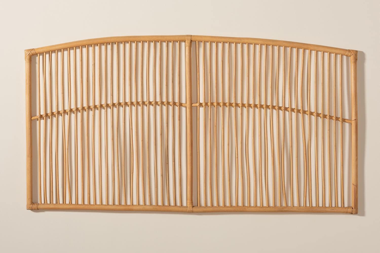 Baxton Studio Malvina Modern Bohemian Natural Brown Rattan Queen Size Wall-Mount Headboard