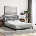 vidaXL Full Fabric Bed Frame with Headboard - Light Gray - Modern Design - 53.9"x74.8"
