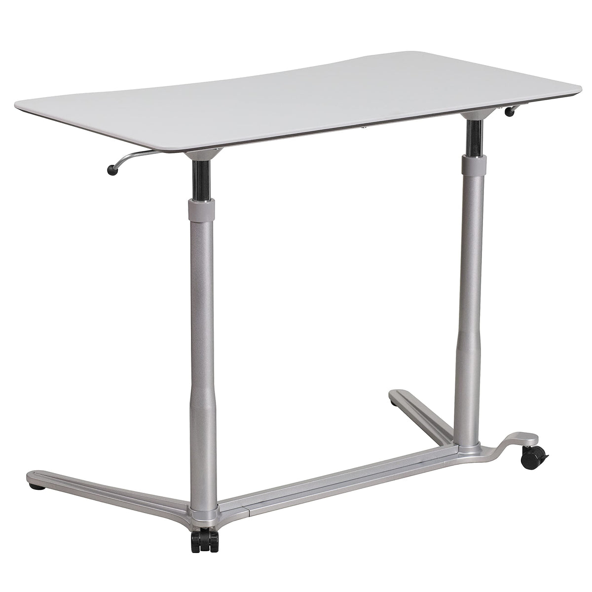 Flash Furniture Merritt Sit-Down, Stand-Up Light Gray Computer Ergonomic Desk with 37.375''W Top (Adjustable Range 29'' - 40.75'')