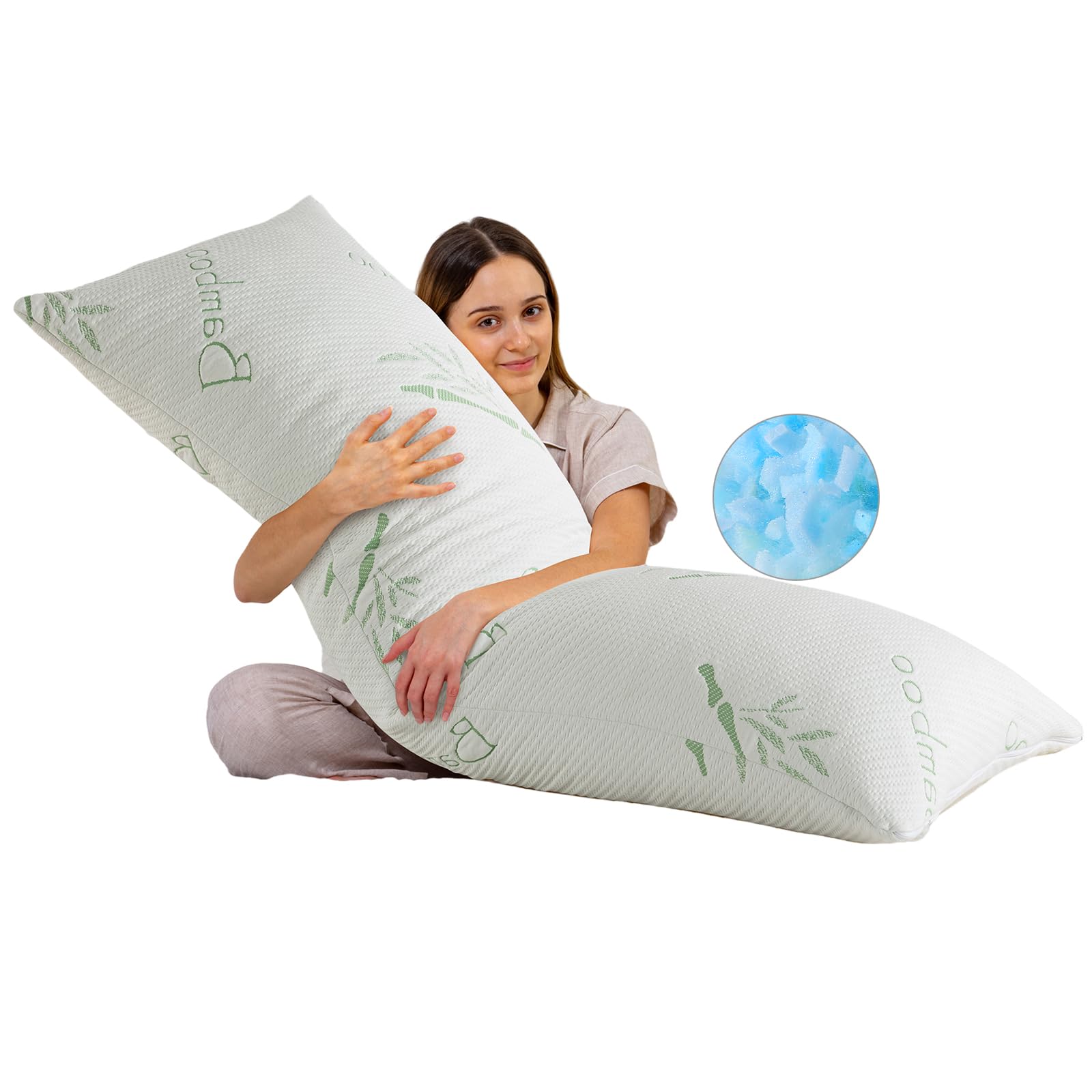 Hoxxme Body Pillow For Adults Shredded Memory Foam Long Full Body Pillow For Sleeping With Breathable Cover Firm Hug Large Pillo