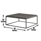 Steve Silver Co Tekoa 48-Inch Square Cocktail Acacia Veneers, Iron Base, Grand Scale for Modern Living Rooms Table, Walnut