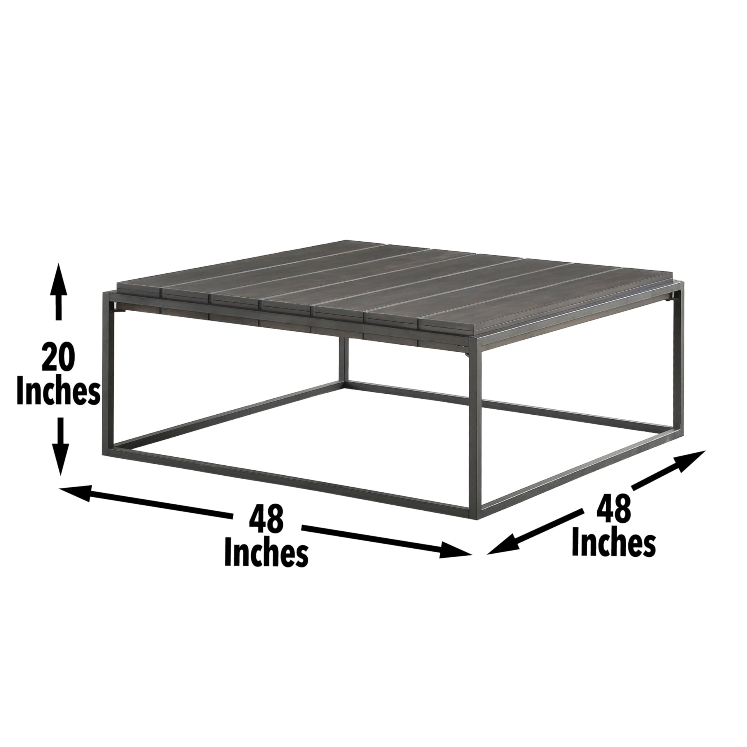 Steve Silver Co Tekoa 48-Inch Square Cocktail Acacia Veneers, Iron Base, Grand Scale for Modern Living Rooms Table, Walnut