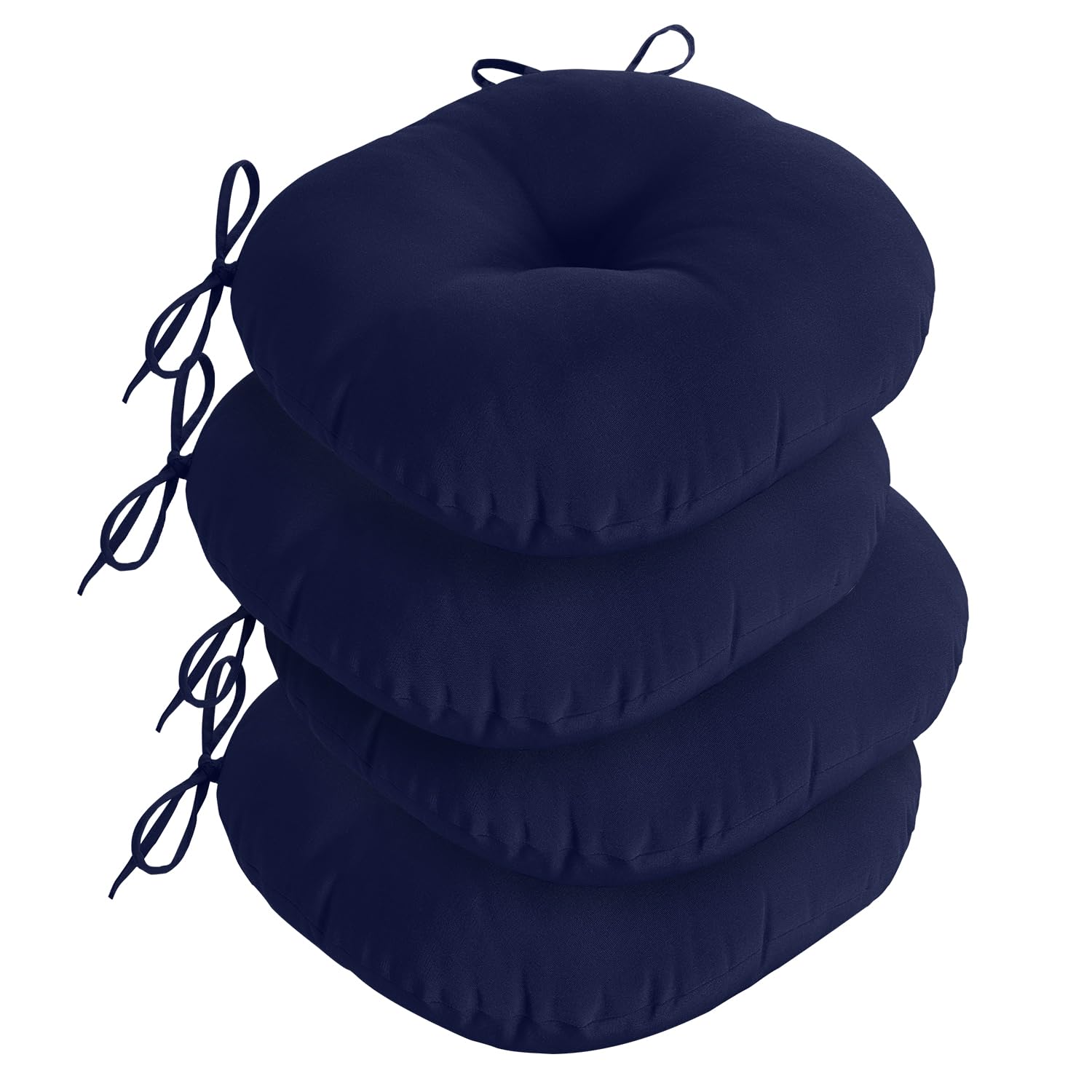 Downluxe Round Outdoor Chair Cushions, Waterproof Memory Foam Bistro Patio Furniture Cushions 15' X 15', Navy, 2 Pack For Home
