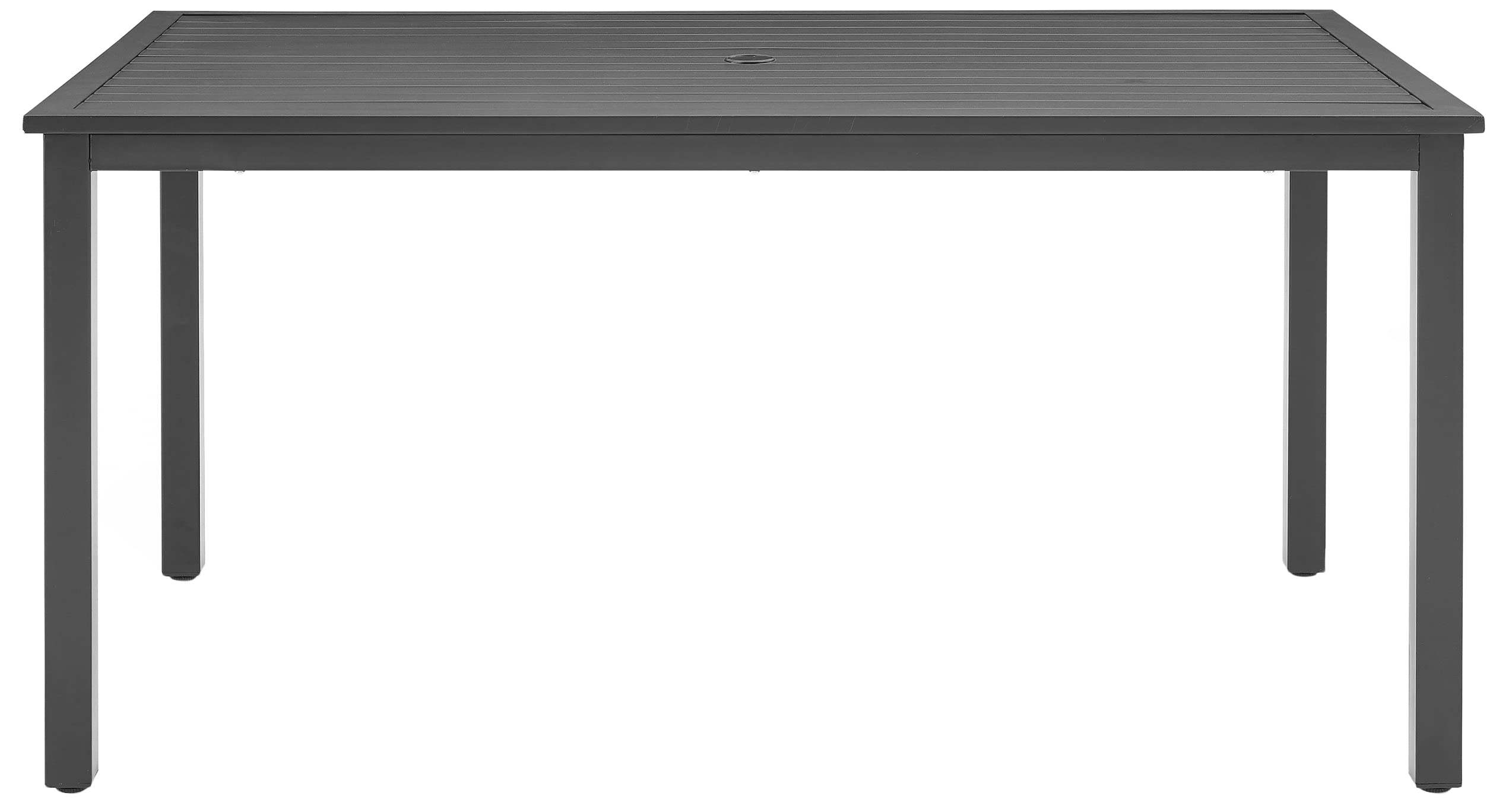 Crosley Furniture Hansen 6-Person Rectangular Outdoor Dining Table with Umbrella Hole for Outside Patio, Matte Black