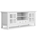 SIMPLIHOME Acadian SOLID WOOD 60 Inch Wide Rustic TV Media Stand in White for TVs up to 65 Inches, For the Living Room and Enter