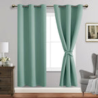 Jiuzhen Light Sage Blackout Curtains With Tiebacks Thermal Insulated, Light Blocking And Noise Reducing Grommet Curtains For And Living Room, Set Of 2 Window Curtain Panels, 42 X 72 Inch Length