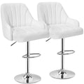 VECELO Bar Stools Set of 2, Adjustable Barstools, Counter Height Stools with Back and Arm, Kitchen Island Stools, Swivel PU Leat