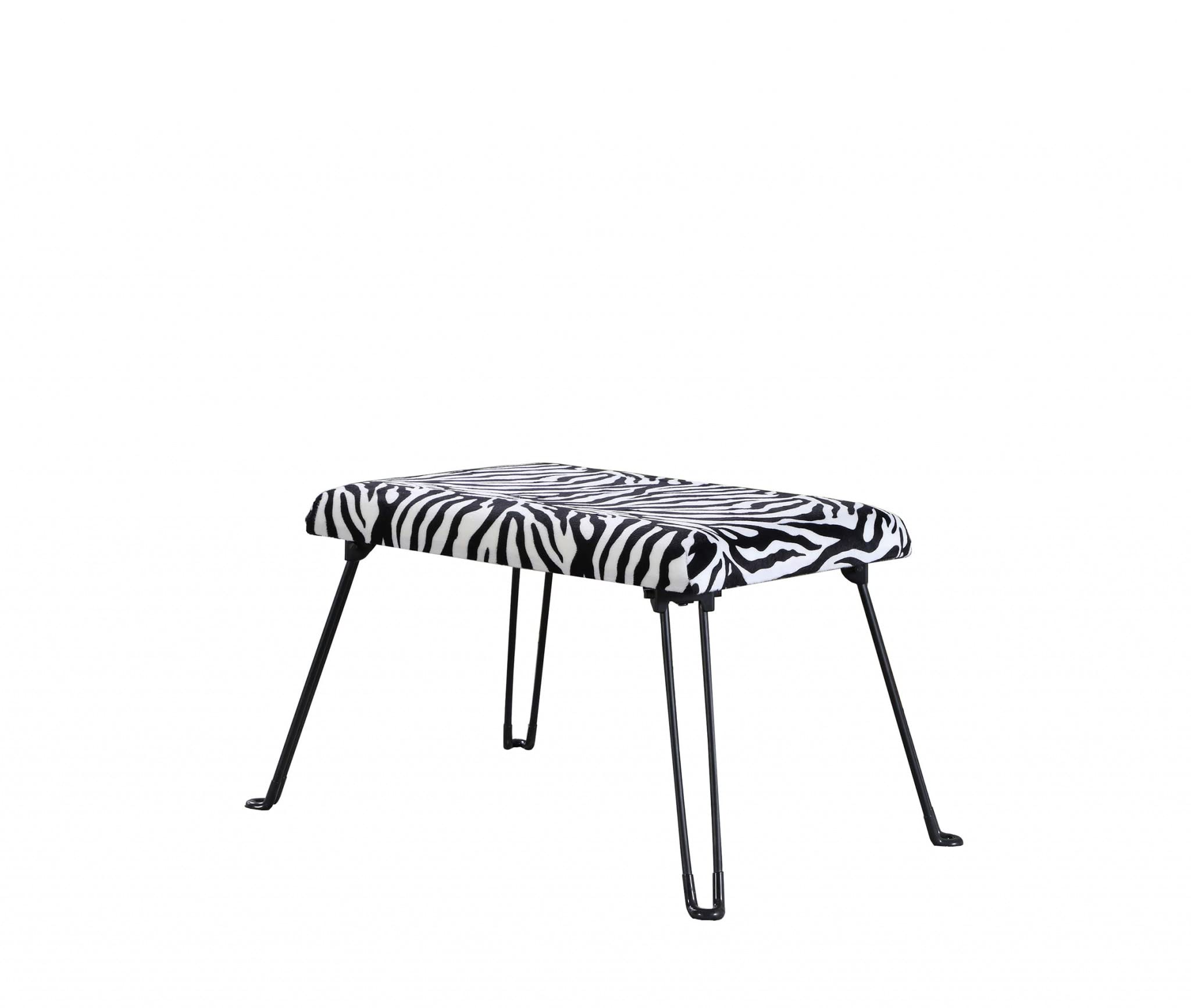 HomeRoots Polyresin 24' Faux Zebra Microfiber Folding Bench