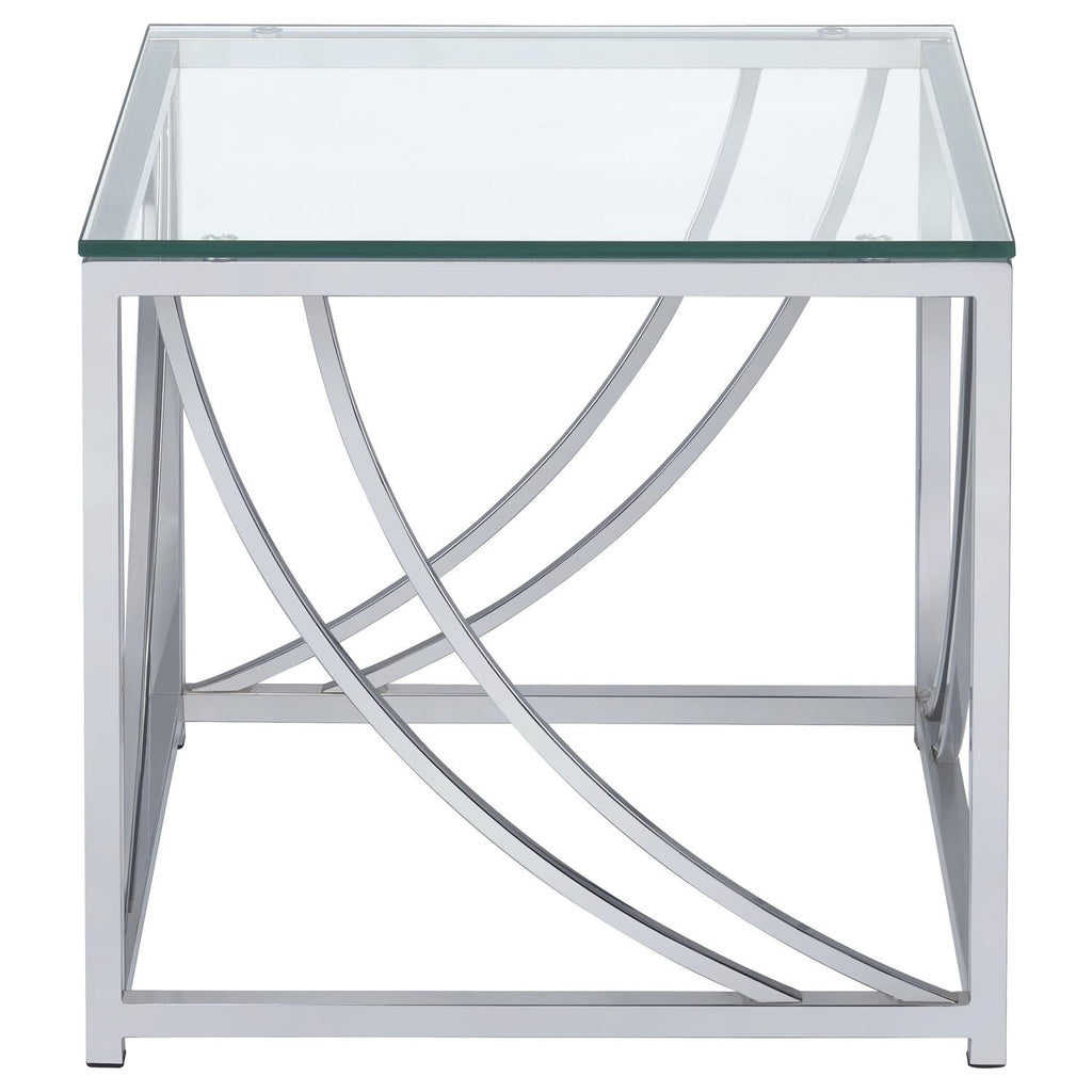 Square End Table with Swoop Accents Chrome 720497