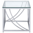 Square End Table with Swoop Accents Chrome 720497