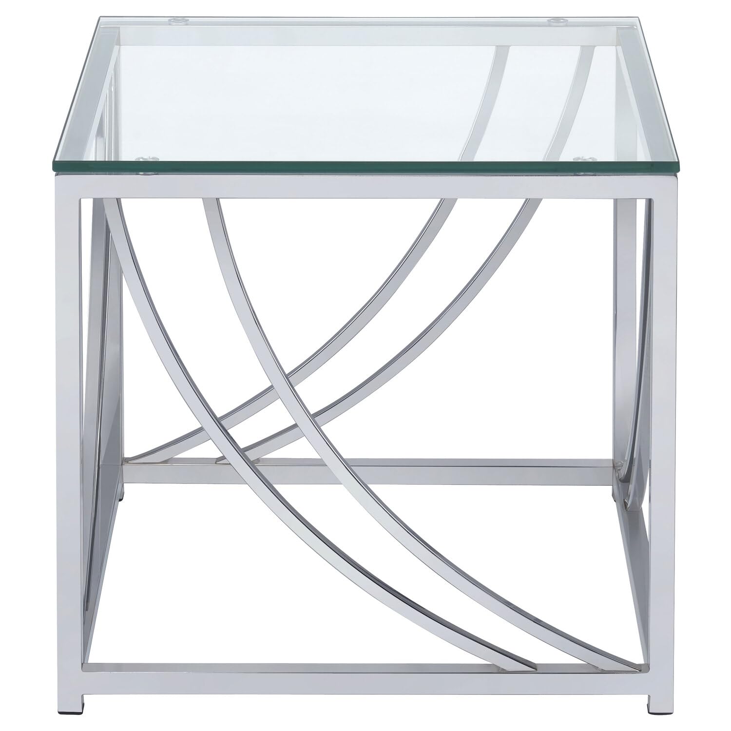 Square End Table with Swoop Accents Chrome 720497
