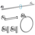 TURS 5 Piece Bathroom Hardware Set Brushed, SUS304 Stainless Steel Bath Towel Bar Set, 24 Inch Bathroom Accessories Kit Wall Mou