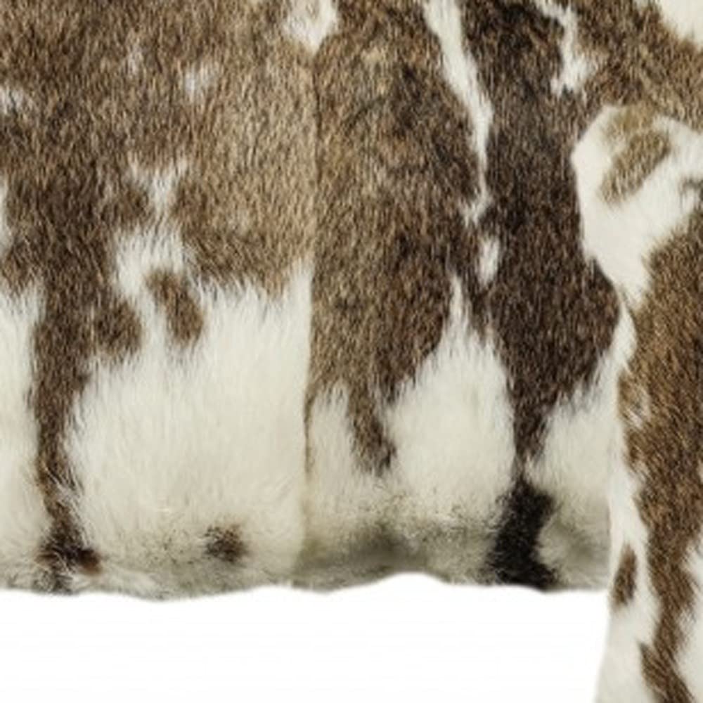 HomeRoots 100% Natural Rabbit Fur and Microsuede Set of Two 12' X 20' Brown and White Rabbit Natural Fur Animal Print Throw Pillows