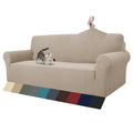 Znsayotx 1 Piece Jacquard Couch Covers For 3 Cushion Couch Living Room High Stretch Sofa Cover Pets Dogs Friendly Anti Slip Thickened Slipcovers Furniture Protector (Sofa, Khaki)