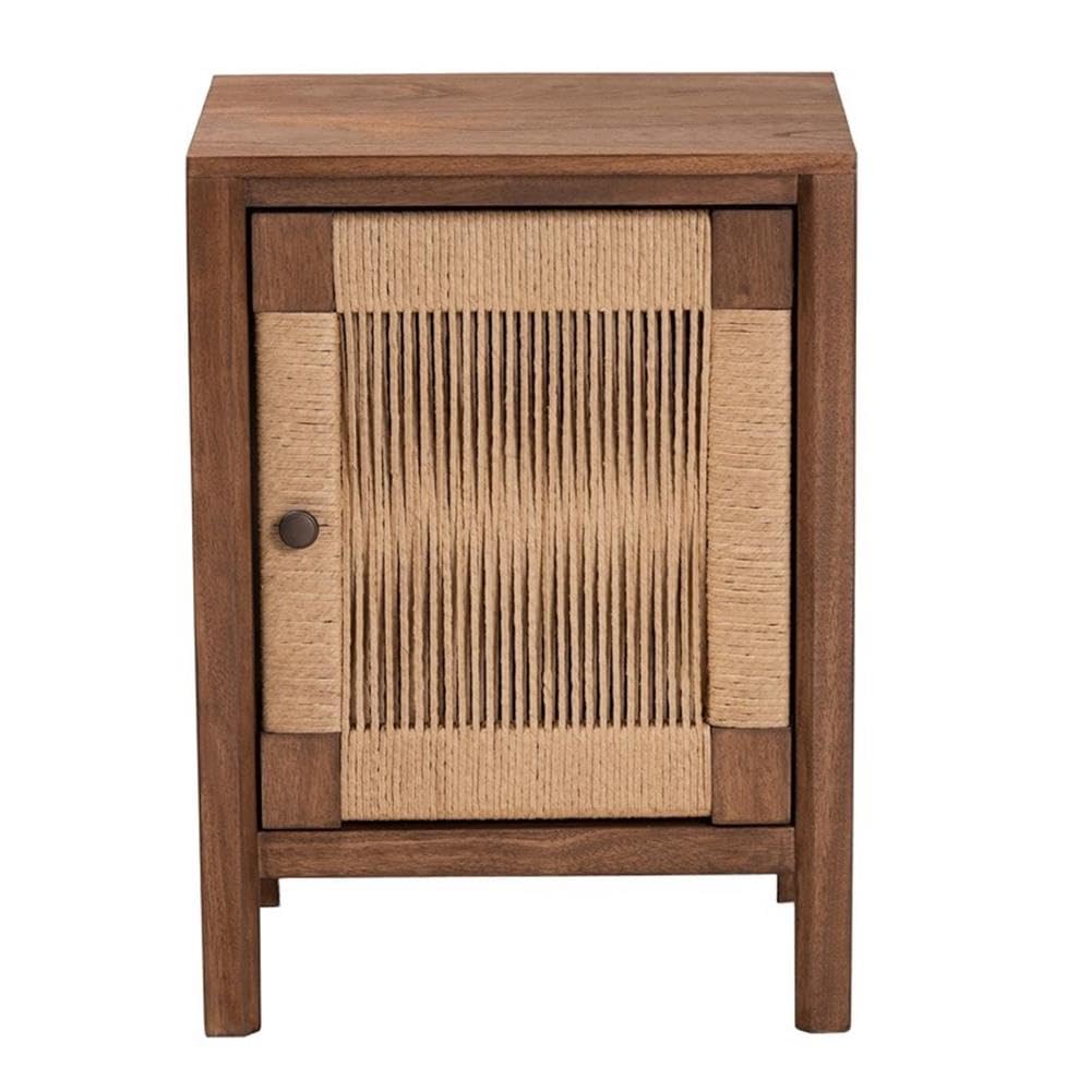 bali & pari Holitz Modern Bohemian Walnut Brown Finished Bayur Wood Nightstand
