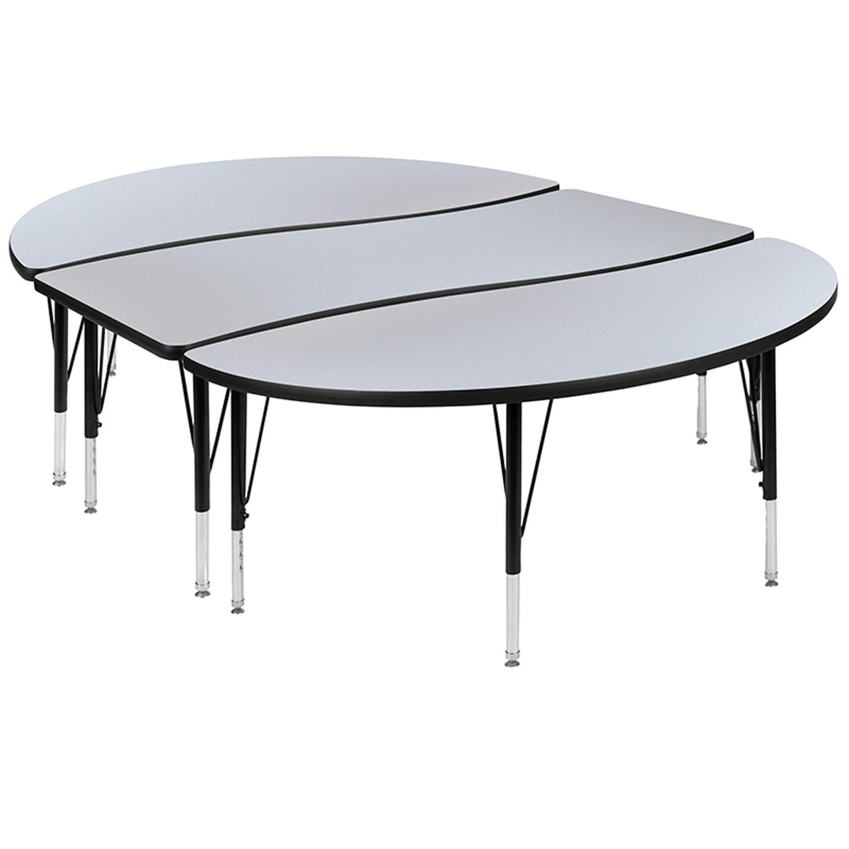 Flash Furniture Emmy 2 Piece 86&quot; Oval Wave Flexible Grey Thermal Laminate Activity Table Set - Height Adjustable Short Legs