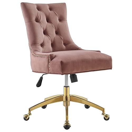 Modway Regent Tufted Performance Velvet Swivel Office Chair, Gold Dusty Rose