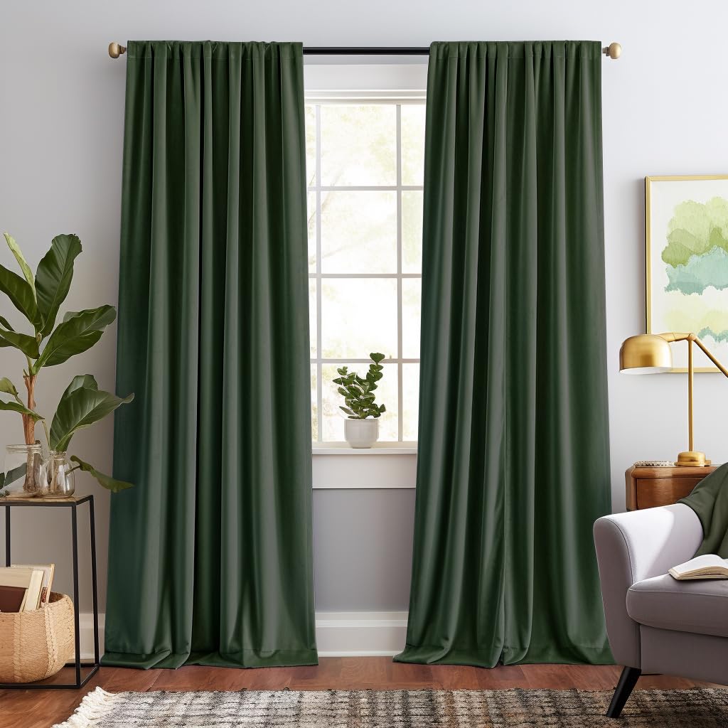 Jinchan Velvet Curtain For Living Room, Thermal Insulated Luxury Drape For Bedroom 84 Inch Long, Stylish Design Super Soft Priva