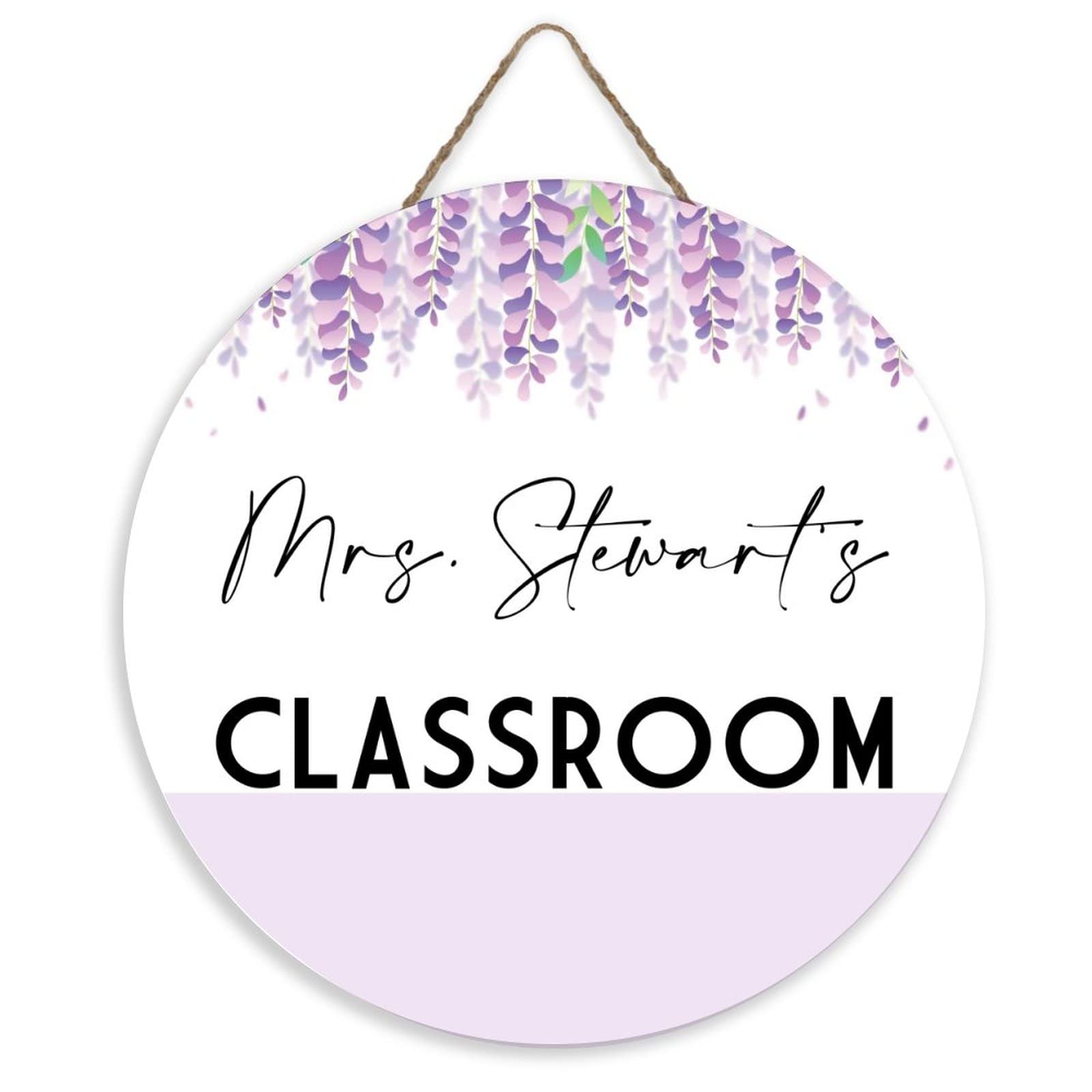 Custom Teacher Round Wooden Door Hanger Personalized Teacher Name Sign Back To School Welcome Teacher Classroom Door Sign Teache