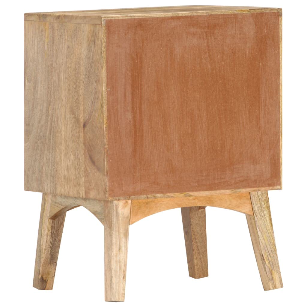 vidaXL Solid Mango Wood Bedside Cabinet - Handmade Wooden Nightstand with 2 Drawers, Sturdy and Durable, Unique and Decorative, Easy Assembly Required