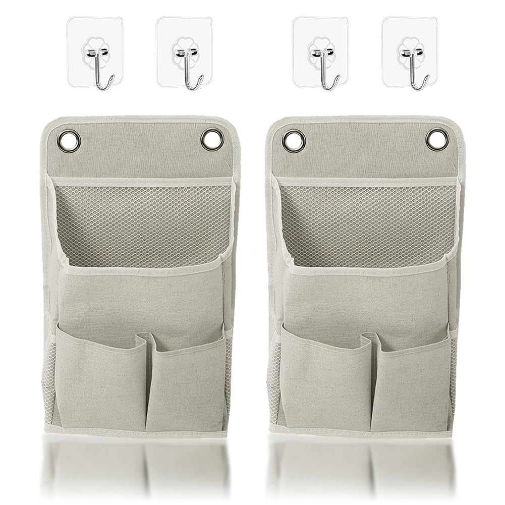 Tiiyee 2 Pack Wall Hanging Storage Bag, Hanging Linen Basket for Organizing