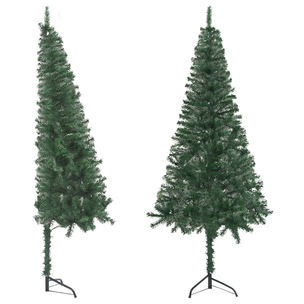 vidaXL 4ft Green Corner Artificial Christmas Tree - Compact, Lifelike PVC Branches, Includes Steel Stand, Easy Assembly, Reusable for Holiday Decor