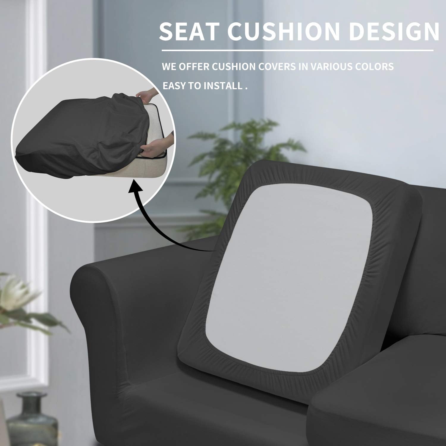 Easy-Going 4 Pieces Stretch Soft Couch Cover For Dogs - Washable Sofa Slipcover For 3 Separate Cushion Couch - Elastic Furniture Protector For Pets, Kids (Sofa, Dark Gray, Large)