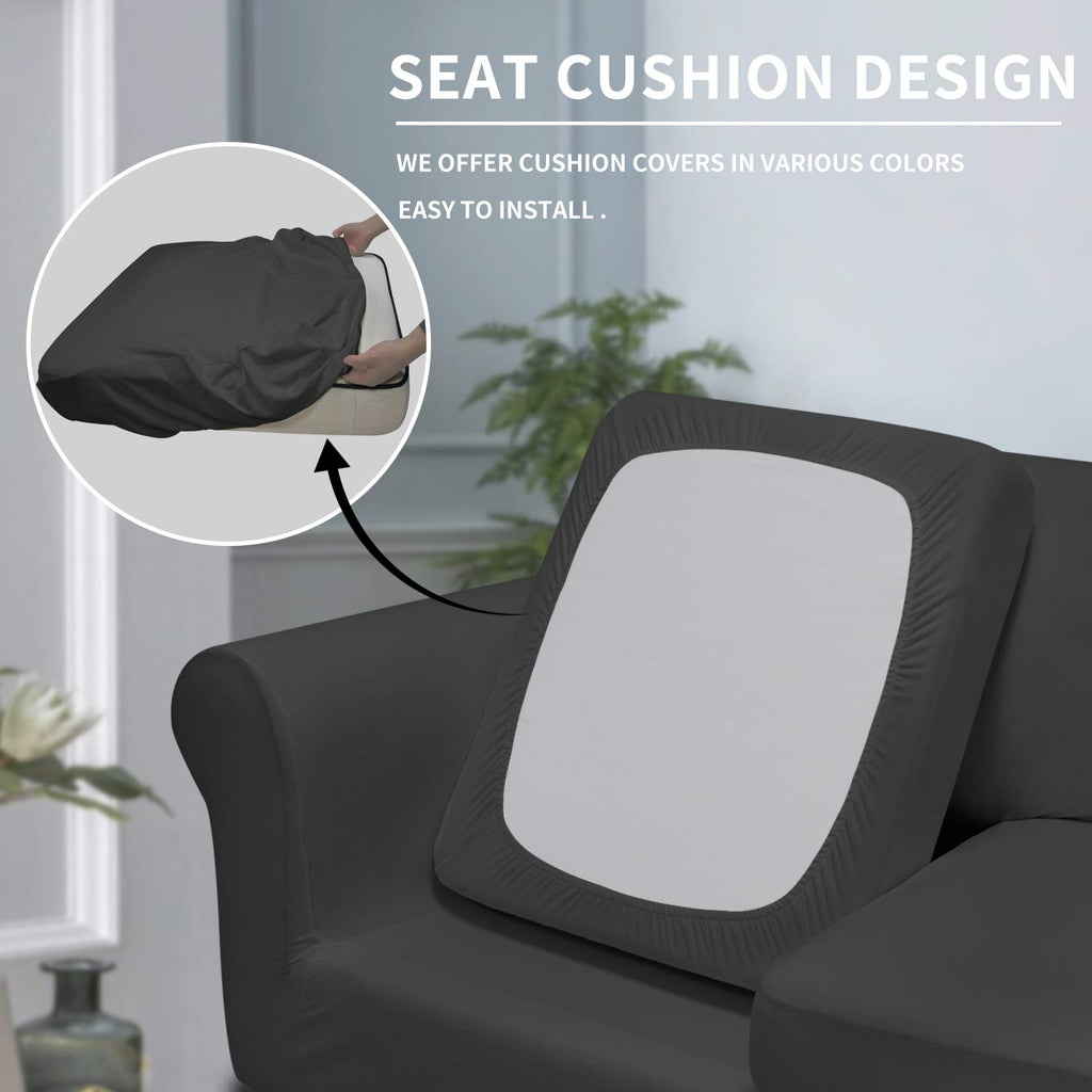 Easy-Going 3 Pieces Stretch Soft Couch Cover For Dogs - Washable Sofa Slipcover For 2 Separate Cushion Couch - Elastic Furniture Protector For Pets, Kids (Loveseat, Dark Gray)
