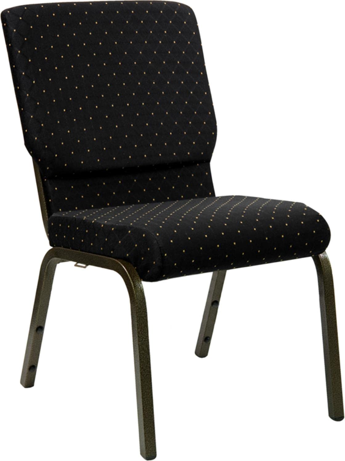 Flash Furniture HERCULES Series 18.5''W Stacking Church Chair in Black Dot Patterned Fabric - Gold Vein Frame