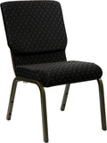 4 Pk. 18.5W Black Dot Patterned Fabric Stacking Church Chair - Gold Vein Frame