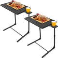 LORYERGO Multifunctional TV Tray Table - [2 Packs] Adjustable TV Dinner Tray Tables with 6 Height & 3 Tilt Angle, Folding TV Tra