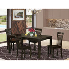 East West Furniture LYCA5-CAP-W Lynfield 5 Piece Modern Set Includes a Rectangle Wooden Table with Butterfly Leaf and 4 Dining Chairs, 36x66 Inch, Cappuccino