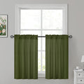 HOMEIDEAS Non-See-Through Olive Green Privacy Sheer Kitchen Curtains, 30 X 36 Inches Long 2 Panels Sheer Curtains Light Filterin