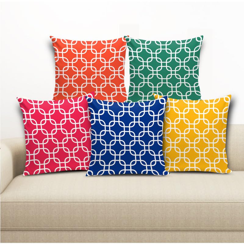 Bmrgifts Soft Fabric Designer Decorative Printed 200 Tc Cushion Cover Decorations For Sofa Living Room Set Of 5 12 X 12 Inch Mul