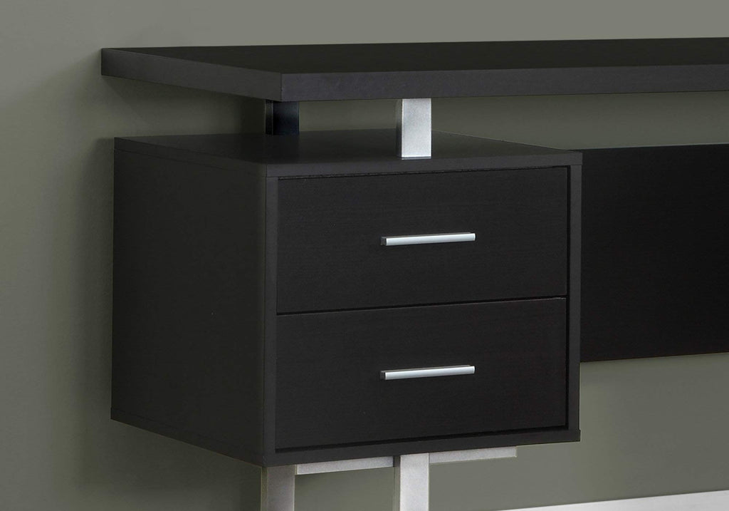 Monarch Specialties Cappuccino Hollow-Core/Silver Metal Office Desk, 60-Inch