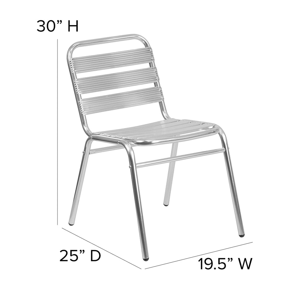 Flash Furniture Commercial Aluminum Indoor-Outdoor Restaurant Stack Chair With Triple Slat Back