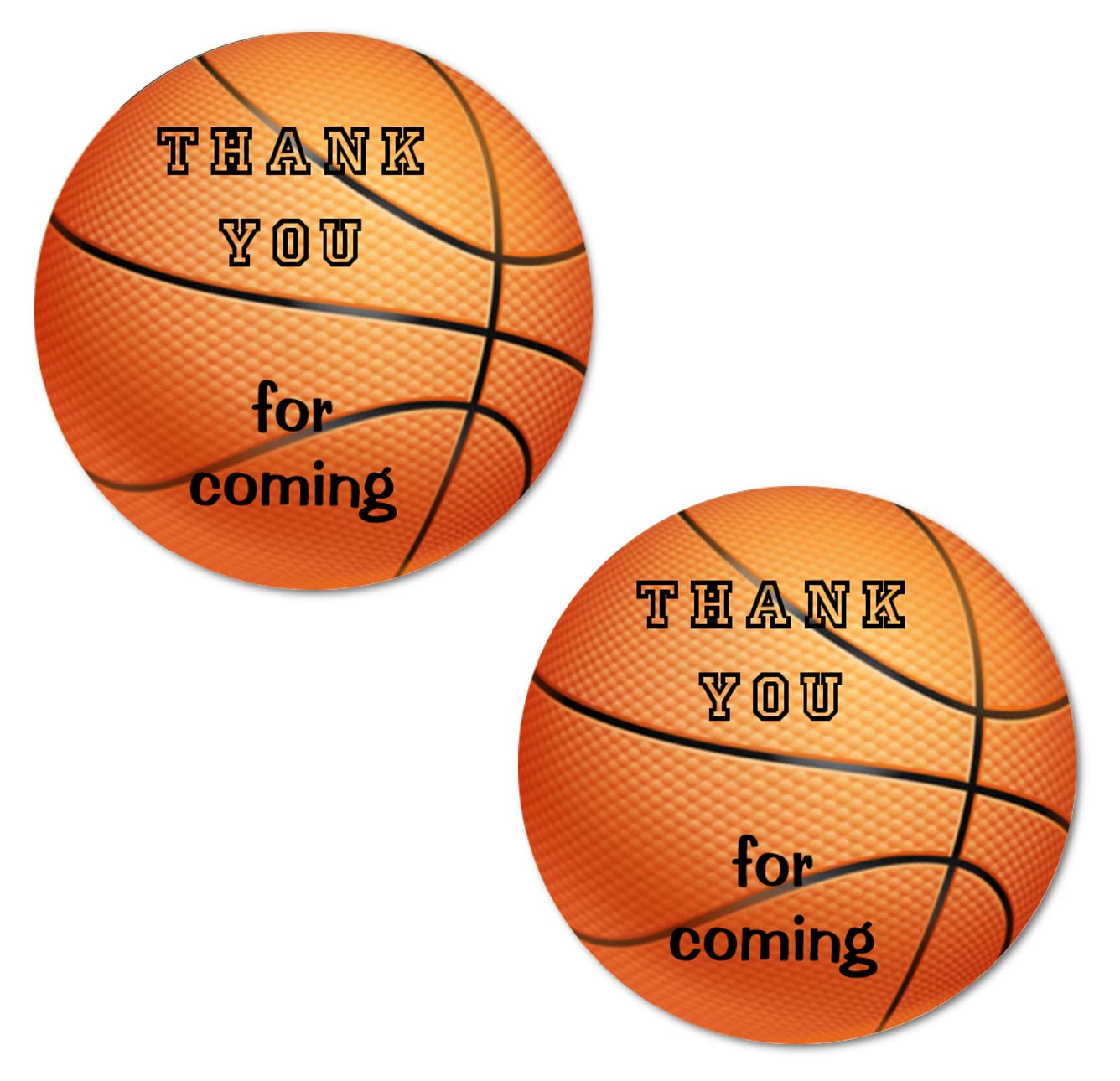 40 Thank You Basketball Labels, 2 Inch Big Round Glossy Stickers, Great Stickers For Birthday Party, Baby Shower, Wedding, Gradu