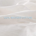 Ecocott White Duvet Cover Full Size, 100% Washed Cotton 1 Duvet Cover With Zipper And 2 Pillowcases, Ultra Soft And Easy Care Br