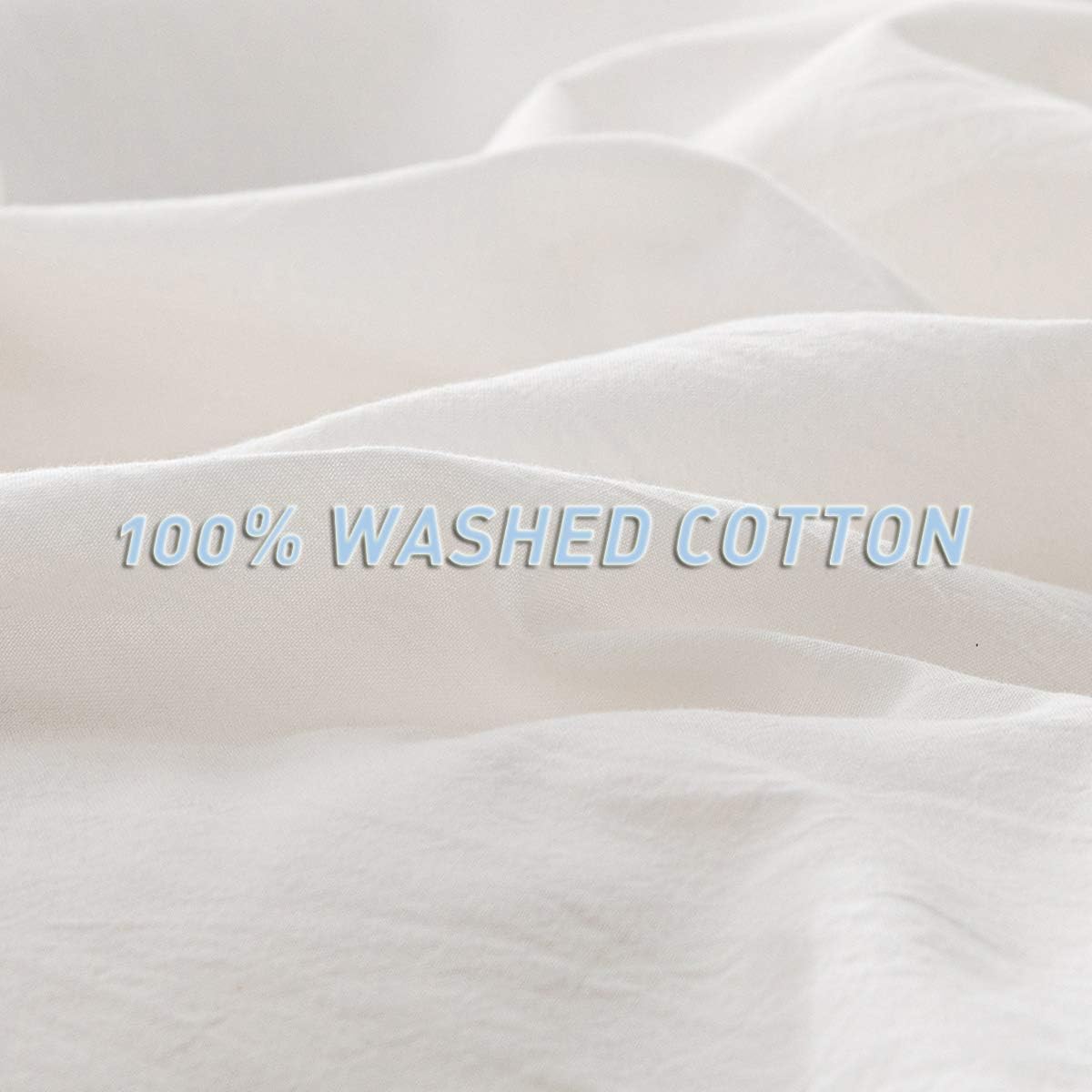 Ecocott White Duvet Cover Full Size, 100% Washed Cotton 1 Duvet Cover With Zipper And 2 Pillowcases, Ultra Soft And Easy Care Br