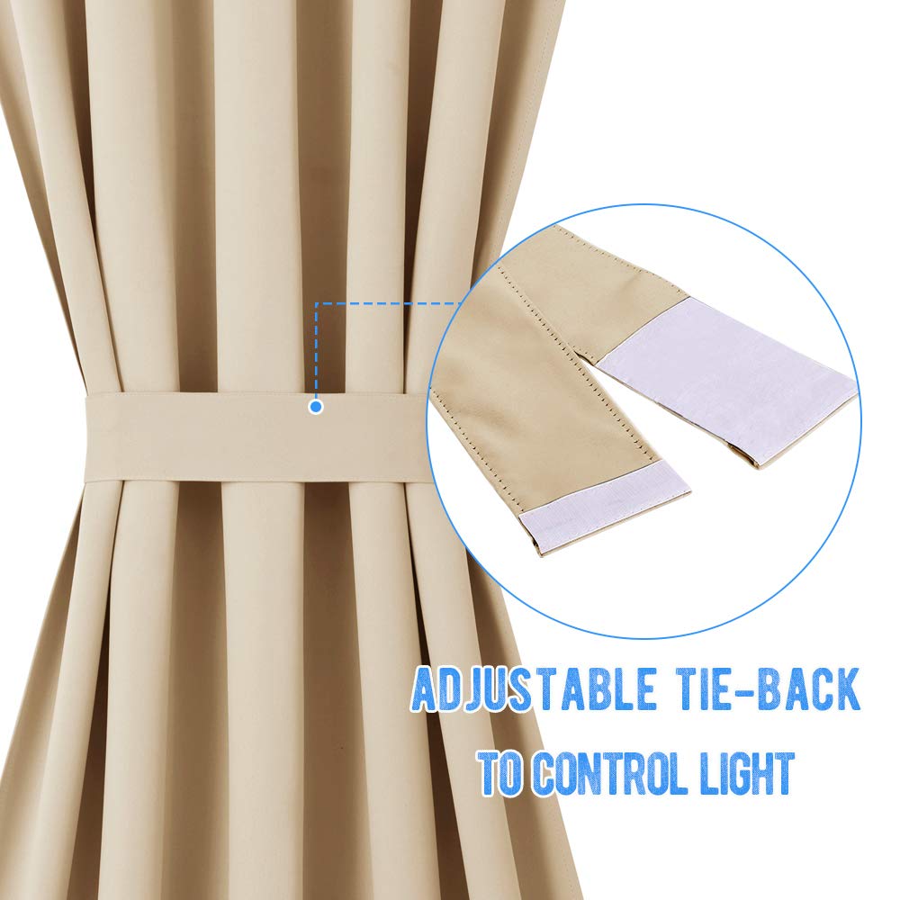 Nicetown Window Curtains For Doors - Entryway Decor Thermal Privacy Door Drape For Glass/Front Door Blind/Thanksgiving, 36' Width X 72' Length, Biscotti Beige, One Panel