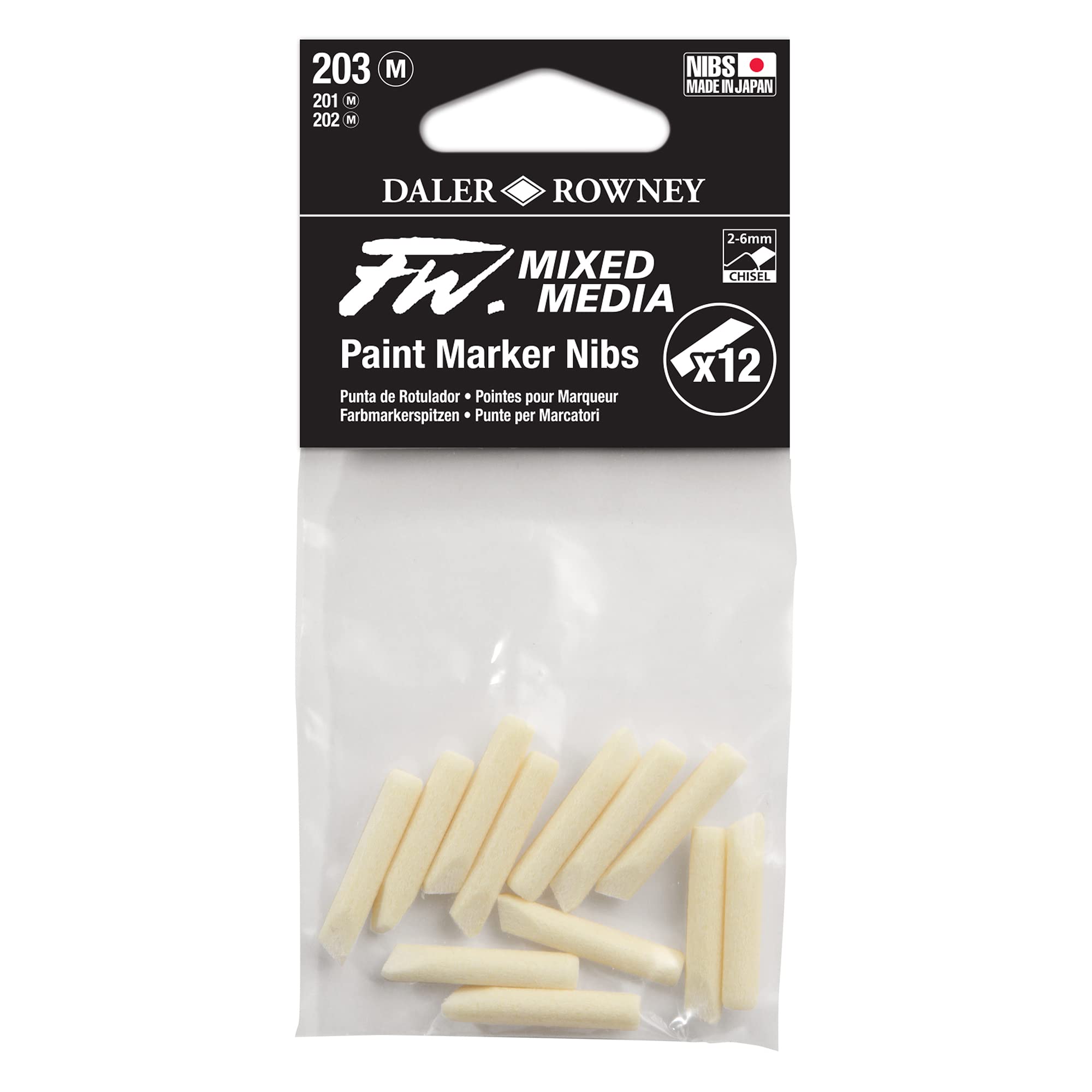 Fw Mixed Media Paint Marker Nibs - 12 Replacement Pen Nibs Size 2-6 Mm Chisel Tip For Fw Paint Markers - Refillable Paint Pen Ni