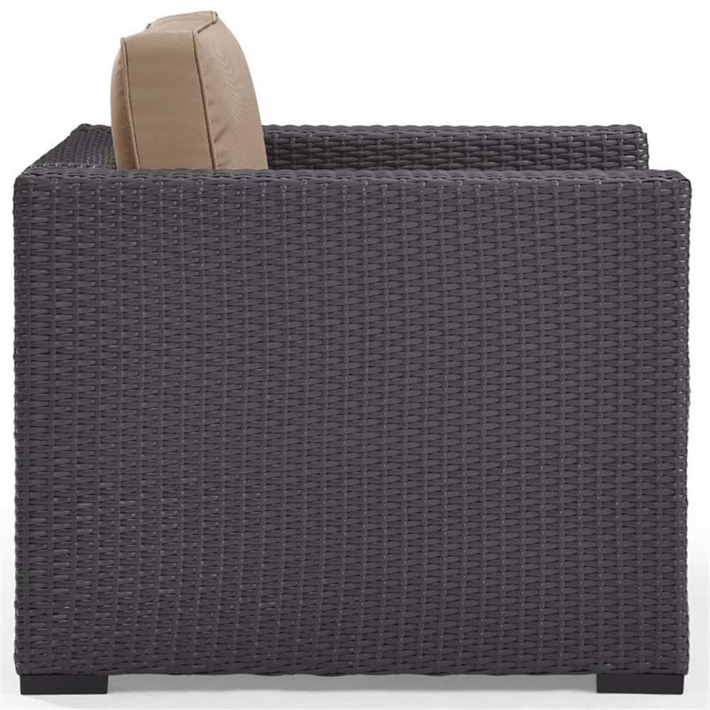 Crosley Furniture Biscayne Outdoor Chair, Wicker Patio Chairs for Porch, Deck, Balcony, Backyard, Brown with Mocha Cushions