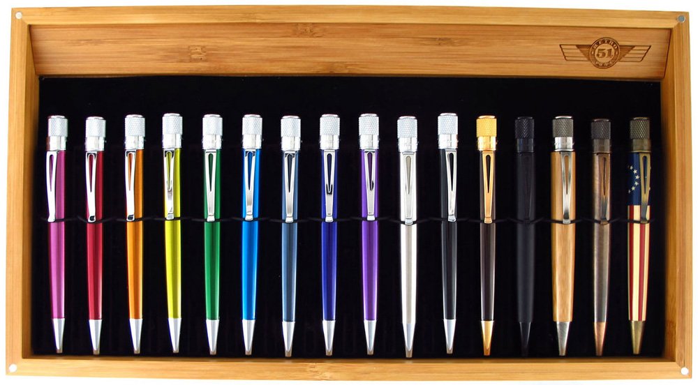 Retro 51 Bamboo Desk Display 16-Pen Tray