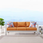 Modway Shore Outdoor Patio Aluminum And Fabric Sofa In Silver/Orange