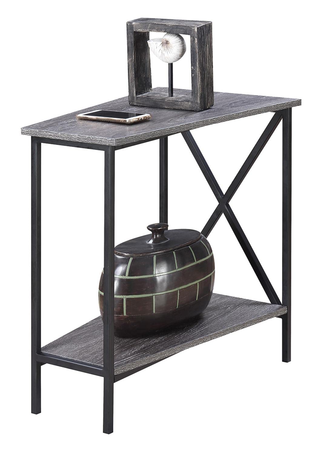 Convenience Concepts Tucson Wedge End Table, Weathered Gray / Black