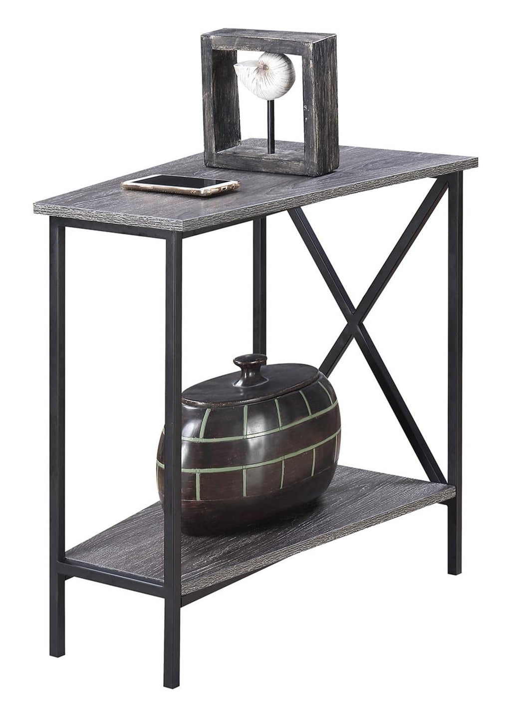 Convenience Concepts Tucson Wedge End Table, Weathered Gray / Black