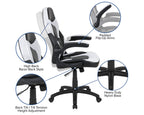 Flash Furniture Black Gaming Desk And White/Black Racing Chair Set With Cup Holder, Headphone Hook, And Monitor/Smartphone Stand